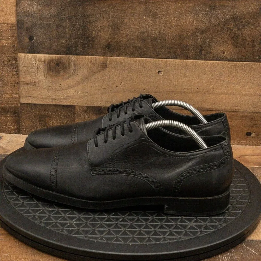 COLE HAAN GRAND OS MENS DRESS SHOES BLACK LEATHER CAP TOE OXFORDS SIZE 11M